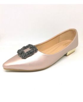 Light Pink Artificial Leather Semi Heel Shoe for Women