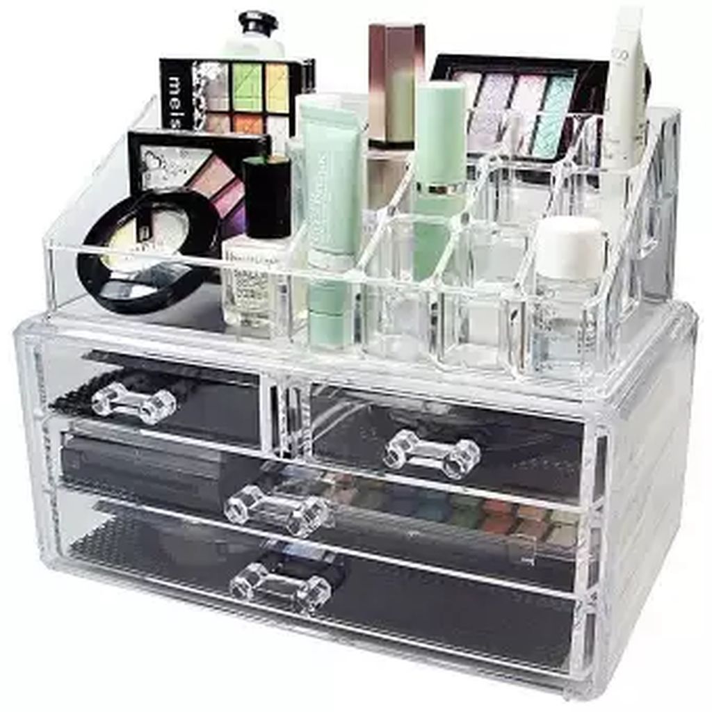 4 Drawer Cosmetic Storage Box Transparent White Buy Makeup