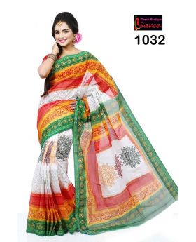 Women's Pure cotton with hand block Printed Saree 