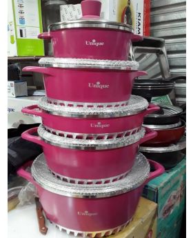 10 pcs Granite Cookware set – matte pink