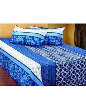 Double Size Cotton Bed Sheet with Matching 2 Pillow Covers - Multicolor