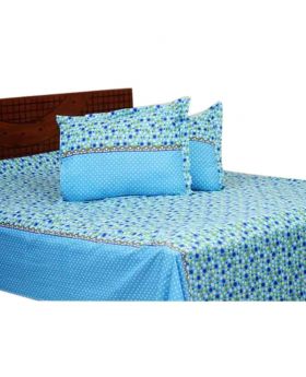 Cotton Bed Sheet with Matching 2 Pillow Covers - Multicolor