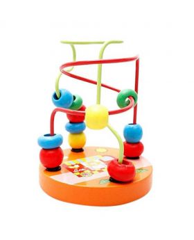 Wooden Beads Wire Toy Round Base - Multi-color