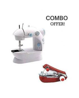 Electric Hand Sewing Machine Combo Offer - White and Red