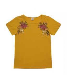 Half Sleeve Ladies T-shirt-Yellow Color
