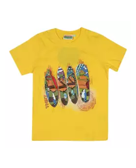 Yellow Cotton Short Sleeve T-shirt For Boys