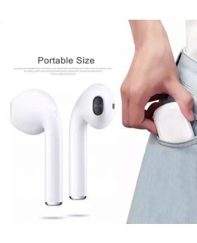 HBQ I7S Double Dual Mini Wireless 4.1 Bluetooth Earphone With Power Case - White