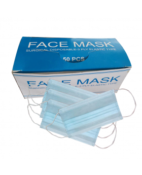 Blue Disposable 3 Ply Mask without Nose Pin - 50pcs Box