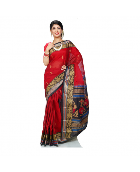 Maslice Cotton Saree-Red & Black