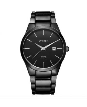 CURREN 8106 Fashion Black Stainless Steel Round Men Quartz Wrist Watch - Black