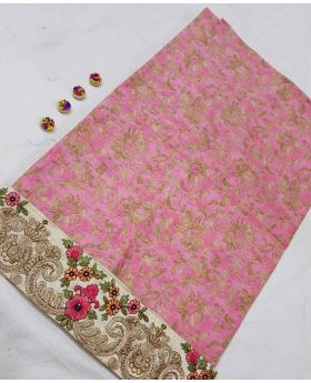 Indian Cotton Unstich Pink Color One Piece