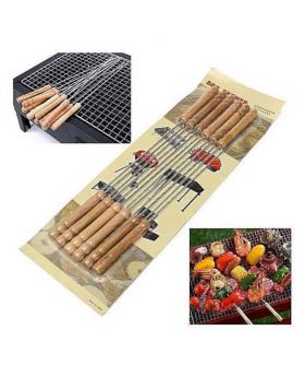 12 Pieces Barbecue Grill Sticks Set - Brown