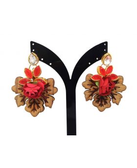 WOOD EARRING Red