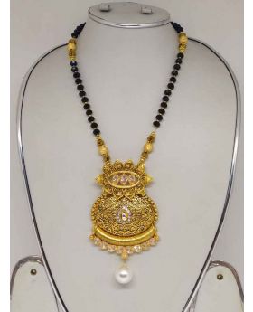 Stone And Pearl Work  Gold Plated MangalSutra