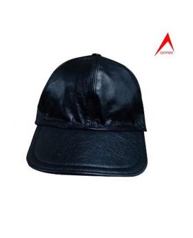 Leather Fashionable Cap Black-ANX06