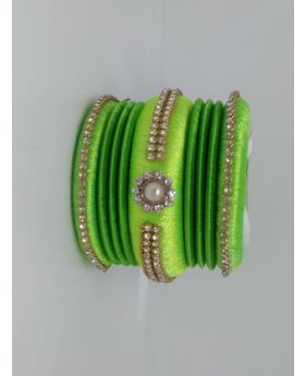 Light Green Color Silk Thread Bangles for Women 