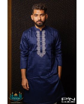 Dark Blue  Premium Panjabi (Embroidery&  Cotton )