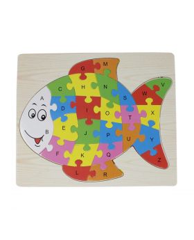 Alphabet Jigsaw Puzzle Board for Kids Wooden Toys - Fish 