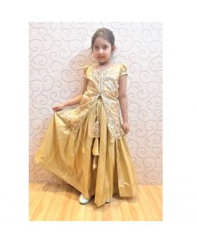 Golden Silk Skirt+Tops for Girls