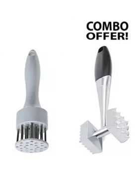 Meat Tenderizer and Meat Hammer Combo - White and Silver