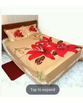 Double Size Cotton Bed Sheet with 2 pcs Pillow Covers 