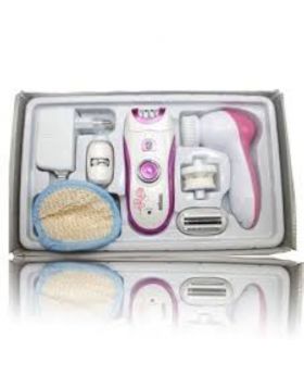 BS-3066 Browns 6 In 1 Lady Shaver Epilator and Beauty Care Massager Facial Kit - White