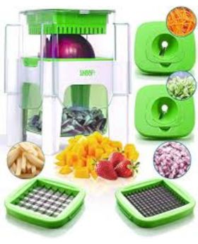 4 In 1 Vegetable Cutter and Chopper - Green and Red