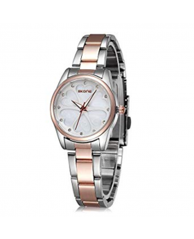 Silver and Golden Stainless Steel Analog Watch for Women