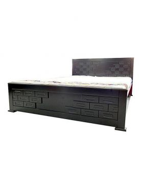 Malaysian MDF black polish Wood Bed - Lacquer Polish