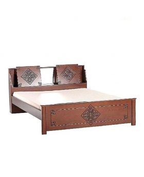Canadian Polished Oak Veneer Wood Bed - Lacquer Polish