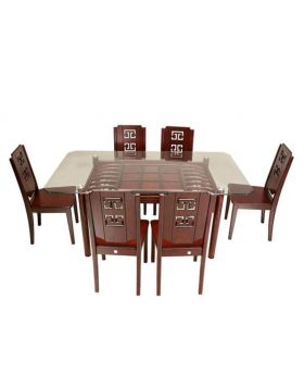 DI 112 - Canadian Processed Wood Slim Fit Dining Set with 6 Chair - Brown 
