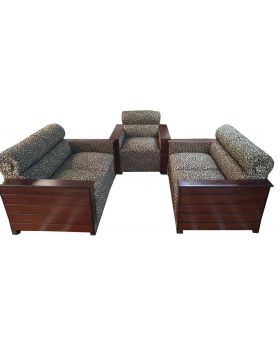 SA-389 - Box Design Wooden Sofa Set - Brown and Black