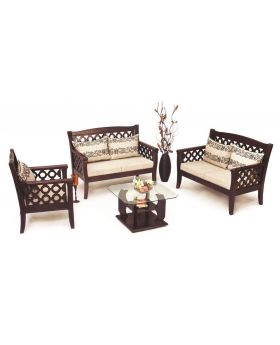 SA-154 - Malaysian Wood Slim Fit Design Sofa Set - Dark chocolate