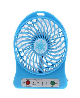 Universal Portable Lithium Battery Rechargeable Mini Desk USB Fan With Power Bank-Blue
