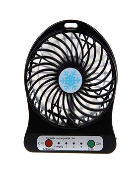 Universal Portable Lithium Battery Rechargeable Mini Desk USB Fan With Power Bank-Black