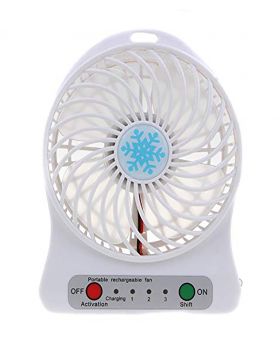 Universal Portable Lithium Battery Rechargeable Mini Desk USB Fan With Power Bank-White