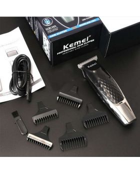 Kemei KM-730 Rechargeable Hair Clipper and Trimmer – Black and Red
