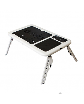 Laptop Table Stand with Cooling Fan - Black and White