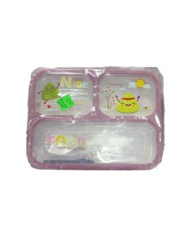 Hojo IQIX Lunch Box Rectangle Tiffin Box with 3 Inbuild Compartments and 1 Spoon - Purple/3 color