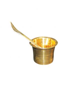 Panchapatra With Achamani (Brass/Pitol) ‍samll size 1pcs