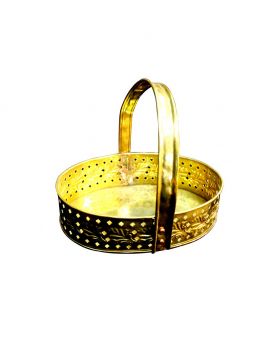 Brass Flower Basket with Puja-Golden-1pcs
