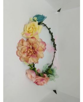Multicolor Adjustable Flower Headband Hair Wreath Floral Garland Crown Headpiece  with Ribbon For Festival