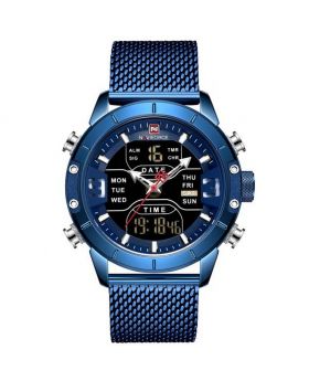 Naviforce 9153 Silver For Mens watch top brand luxury stopwatch LED sport military waterproof steelstrap wristwatch relogio masculino clock