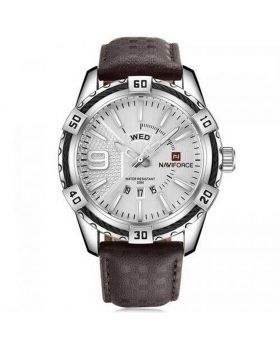 Naviforce 9117 Men Waterproof Sports Leather Band Watch - White
