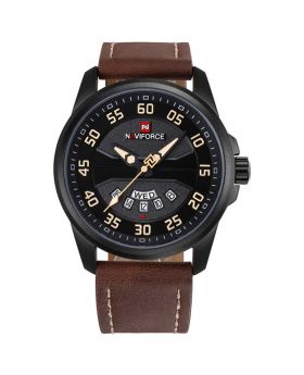 Naviforce 9124 Silver For Men Watches Top Luxury Brand Men's Leather Waterproof Quartz Watch Male Military Sport Wrist Watch Relogio Masculino