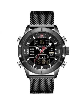 Naviforce 9153 Blue for Mens watch top brand luxury stopwatch LED sport military waterproof steelstrap wristwatch relogio masculino clock