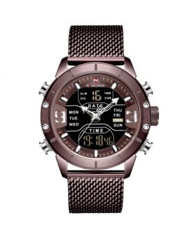 Naviforce 9153 Black for Mens watch top brand luxury stopwatch LED sport military waterproof steelstrap wristwatch relogio masculino clock
