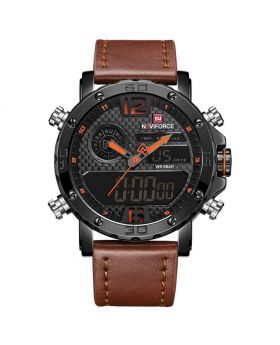 Naviforce NF9134 Brown Strap Black Case   For Mens Watches Top Brand Luxury Causal Waterproof Quartz Watch Leather Military Wristwatch relogio Masculino Clock 1
