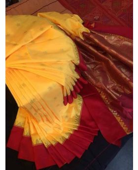 south indian silk saree(yellow and red)