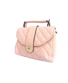 Artificial Leather Square Shaped Creamy Color Ladies Bag